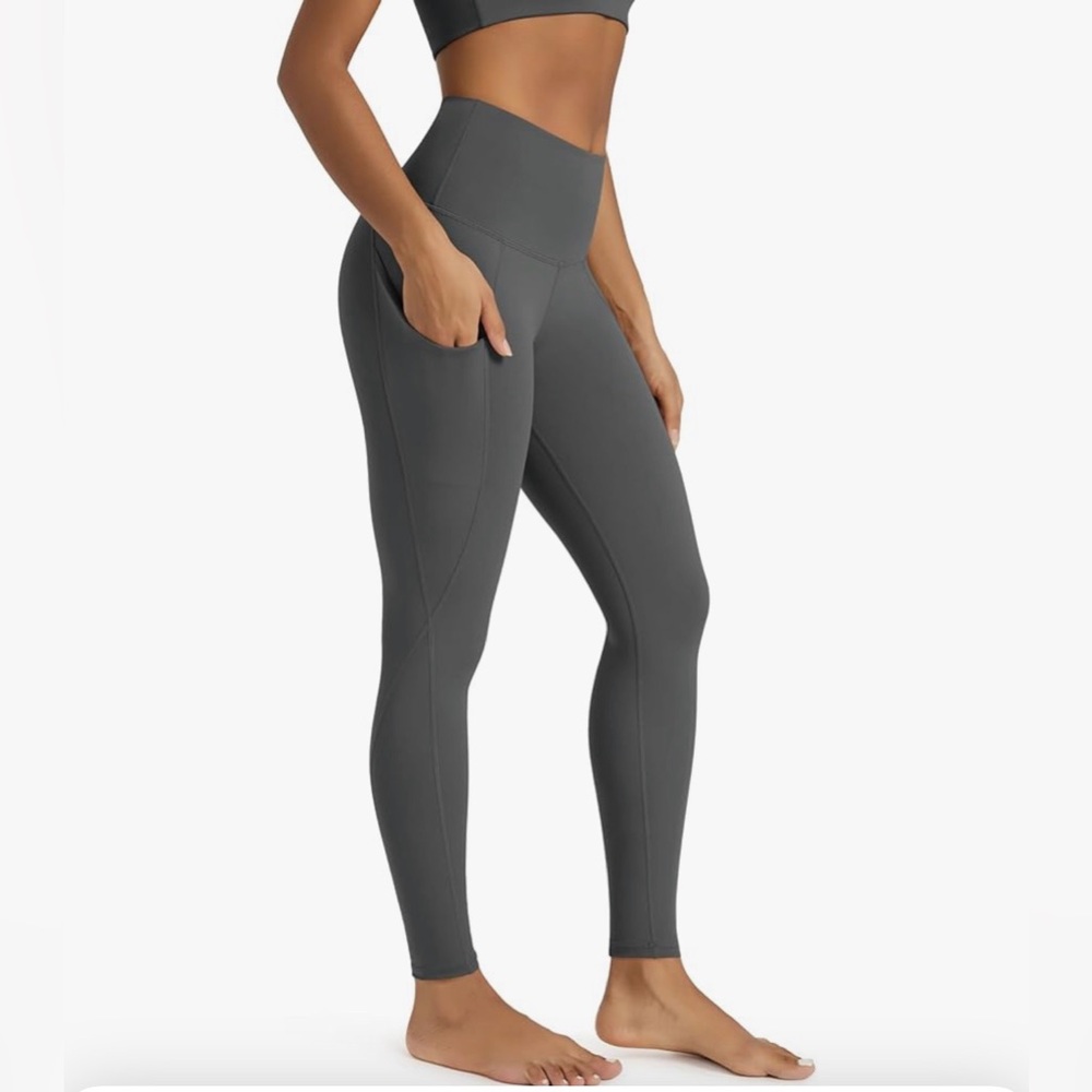 Dark Gray High Waisted Tummy Control Yoga/Everyday Full Length Leggings (M) NWT